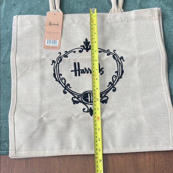 Harrods Natural Canvas Tote with Black Embroidery - Picture 2 of 5